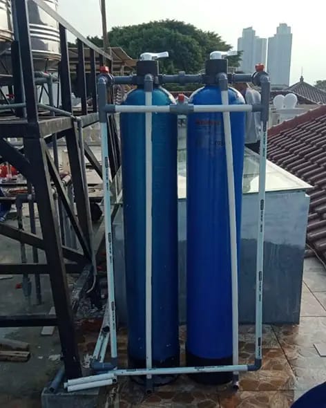 Instalasi Tabung Filter Air FRP Rooftop Pararel